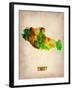 Tibet Watercolor Map-NaxArt-Framed Art Print