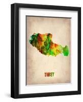 Tibet Watercolor Map-NaxArt-Framed Art Print