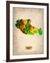 Tibet Watercolor Map-NaxArt-Framed Art Print