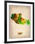 Tibet Watercolor Map-NaxArt-Framed Art Print