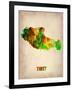 Tibet Watercolor Map-NaxArt-Framed Art Print