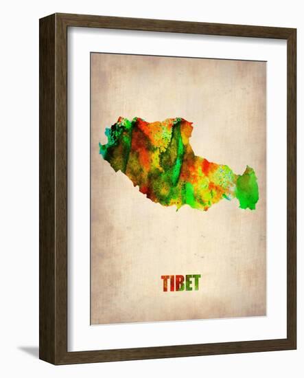 Tibet Watercolor Map-NaxArt-Framed Art Print