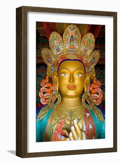 Tibetan Buddhism (Tantric B., Vajrayana, Gelugpa): Top of 15M Statue of Maitreya Buddha (Aka.…-null-Framed Giclee Print