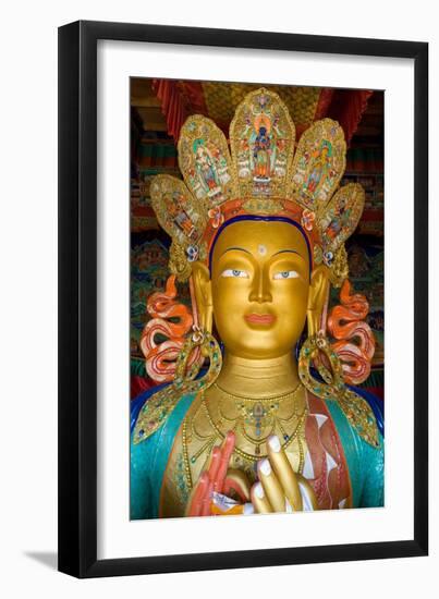 Tibetan Buddhism (Tantric B., Vajrayana, Gelugpa): Top of 15M Statue of Maitreya Buddha (Aka.…-null-Framed Giclee Print