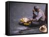 Tibetan Buddhist Pilgrim Reading Texts and Holding Prayer Wheel, Lhasa, China-Alison Wright-Framed Stretched Canvas