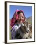 Tibetan Girl Holding Sheep in the Meadow, East Himalayas, Tibet, China-Keren Su-Framed Photographic Print