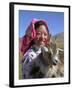 Tibetan Girl Holding Sheep in the Meadow, East Himalayas, Tibet, China-Keren Su-Framed Photographic Print