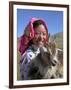 Tibetan Girl Holding Sheep in the Meadow, East Himalayas, Tibet, China-Keren Su-Framed Photographic Print