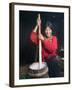 Tibetan Girl Making Butter Tea Inside the Yurt, Dingqing, Tibet, China-Keren Su-Framed Photographic Print