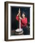 Tibetan Girl Making Butter Tea Inside the Yurt, Dingqing, Tibet, China-Keren Su-Framed Photographic Print