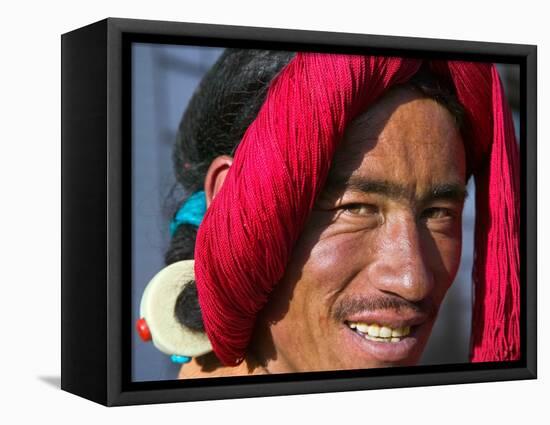 Tibetan Man, Tibet, China-Keren Su-Framed Stretched Canvas