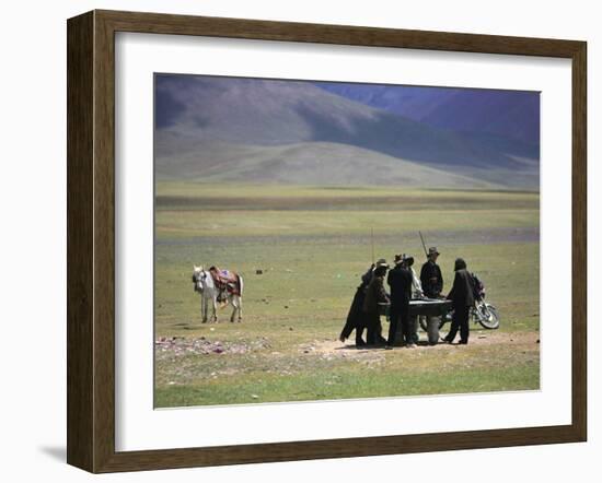 Tibetan Men Play Pool-null-Framed Premium Photographic Print