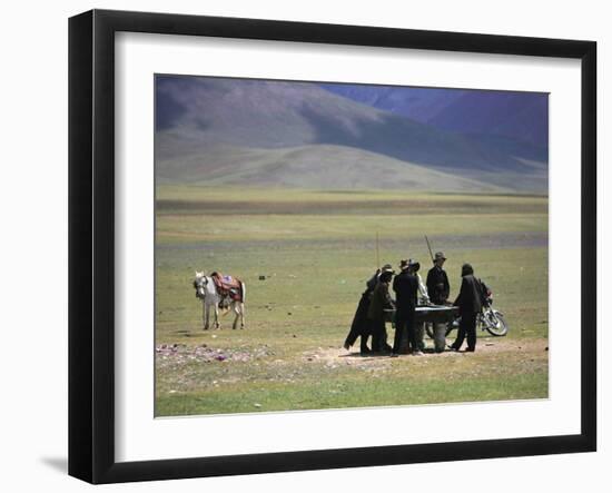 Tibetan Men Play Pool-null-Framed Premium Photographic Print