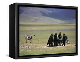 Tibetan Men Play Pool-null-Framed Stretched Canvas