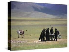 Tibetan Men Play Pool-null-Stretched Canvas