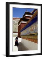 Tibetan Pilgrim Circling the Base of Kumbum Chorten (Stupa) in the Palcho Monastery at Gyantse-Simon Montgomery-Framed Premium Photographic Print