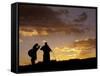 Tibetan Pilgrims on the High Plateau at Dusk, Tibet-Keren Su-Framed Stretched Canvas