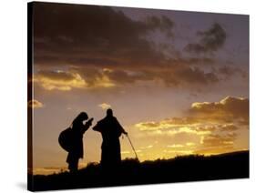 Tibetan Pilgrims on the High Plateau at Dusk, Tibet-Keren Su-Stretched Canvas