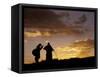 Tibetan Pilgrims on the High Plateau at Dusk, Tibet-Keren Su-Framed Stretched Canvas