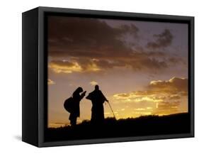 Tibetan Pilgrims on the High Plateau at Dusk, Tibet-Keren Su-Framed Stretched Canvas