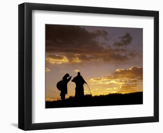 Tibetan Pilgrims on the High Plateau at Dusk, Tibet-Keren Su-Framed Photographic Print