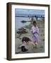 Tibetan Refugees on Beach at Misamari Camp-John Dominis-Framed Photographic Print