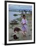 Tibetan Refugees on Beach at Misamari Camp-John Dominis-Framed Photographic Print