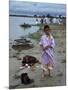 Tibetan Refugees on Beach at Misamari Camp-John Dominis-Mounted Photographic Print