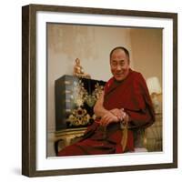 Tibetan Spiritual Leader in Exile Dalai Lama in Smiling Portrait-Ted Thai-Framed Premium Photographic Print