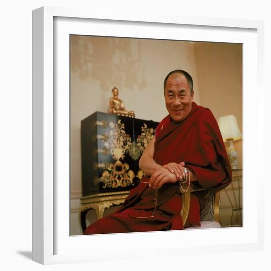 Tibetan Spiritual Leader in Exile Dalai Lama in Smiling Portrait-Ted Thai-Framed Premium Photographic Print