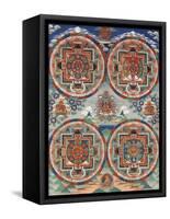 Tibetan Thangka with Four Mandalas-null-Framed Stretched Canvas