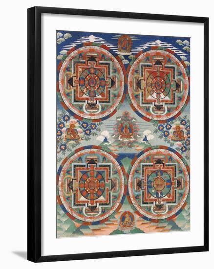 Tibetan Thangka with Four Mandalas-null-Framed Giclee Print