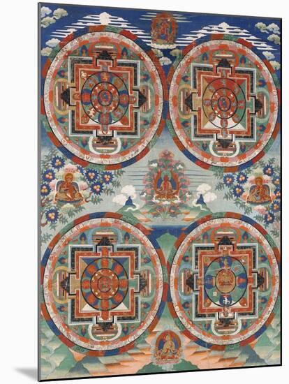 Tibetan Thangka with Four Mandalas-null-Mounted Giclee Print