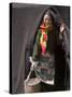 Tibetan Woman Carrying a Bucket to the Tent, East Himalayas, Tibet, China-Keren Su-Stretched Canvas