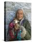 Tibetan Woman Holding Praying Wheel in Sakya Monastery, Tibet, China-Keren Su-Stretched Canvas