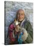 Tibetan Woman Holding Praying Wheel in Sakya Monastery, Tibet, China-Keren Su-Stretched Canvas