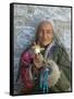 Tibetan Woman Holding Praying Wheel in Sakya Monastery, Tibet, China-Keren Su-Framed Stretched Canvas