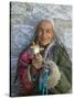 Tibetan Woman Holding Praying Wheel in Sakya Monastery, Tibet, China-Keren Su-Stretched Canvas