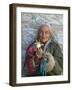 Tibetan Woman Holding Praying Wheel in Sakya Monastery, Tibet, China-Keren Su-Framed Photographic Print