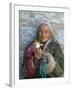 Tibetan Woman Holding Praying Wheel in Sakya Monastery, Tibet, China-Keren Su-Framed Photographic Print