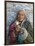 Tibetan Woman Holding Praying Wheel in Sakya Monastery, Tibet, China-Keren Su-Framed Photographic Print