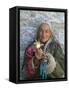 Tibetan Woman Holding Praying Wheel in Sakya Monastery, Tibet, China-Keren Su-Framed Stretched Canvas