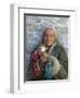 Tibetan Woman Holding Praying Wheel in Sakya Monastery, Tibet, China-Keren Su-Framed Photographic Print