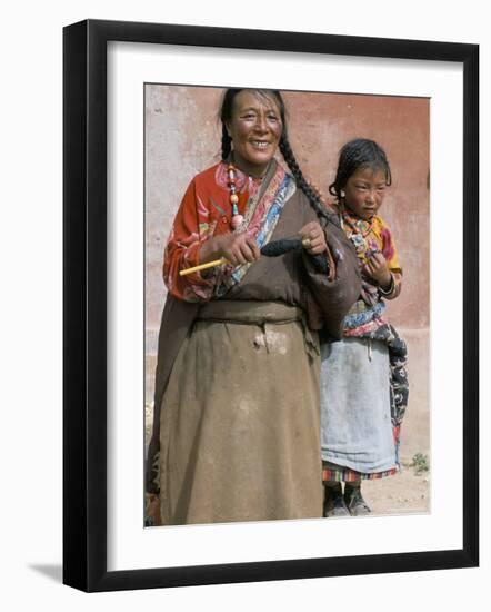 Tibetan Woman Spinning, Qinghai Province, China-Occidor Ltd-Framed Photographic Print