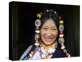 Tibetan Woman, Tibet, China-Keren Su-Stretched Canvas