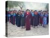 Tibetan Women Pray at Harvest Festival, Tongren Area, Qinghai Province, China-Gina Corrigan-Stretched Canvas