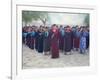 Tibetan Women Pray at Harvest Festival, Tongren Area, Qinghai Province, China-Gina Corrigan-Framed Photographic Print