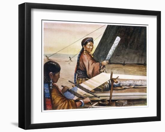 Tibetan Women Weaving-Henry Savage Landor-Framed Art Print
