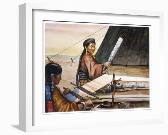 Tibetan Women Weaving-Henry Savage Landor-Framed Art Print