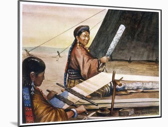 Tibetan Women Weaving-Henry Savage Landor-Mounted Art Print